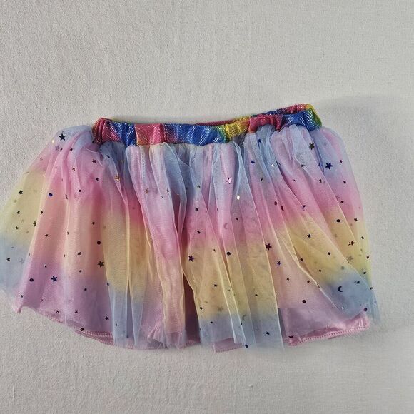 Rainbow Tulle Tutu Skirt Girl's Small Elastic Waist 9.5" All Dressed Up Costume - Picture 5 of 9